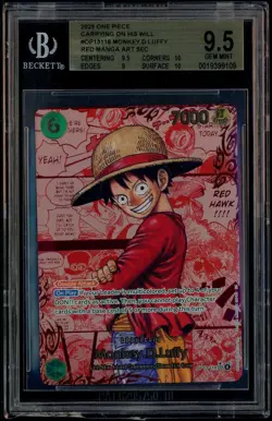 2025 ONE PIECE CARRYING ON HIS WILL RED MANGA ALT ART MONKEY D. LUFFY BGS 9.5 - Image 3