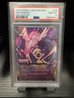 2024 DISNEY LORCANA EN 5-SHIMMERING SKIES ARCHIMEDES - ELECTRIFIED OWL PSA 10 - Image 1
