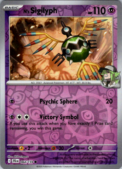 N's Sigilyph 064/159 Reverse Holo Common Pokemon TCG S&V Journey Together - Image 1