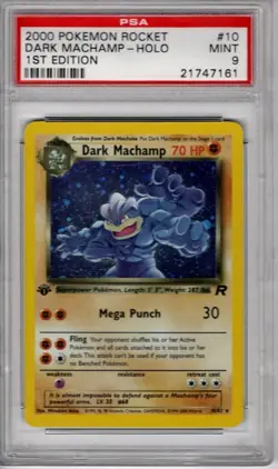 PSA 9 Dark Machamp [1st Edition] #10 Pokemon Team Rocket 2000 - Image 1