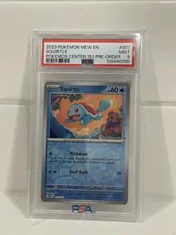 POKEMON CENTER STAMPED SQUIRTLE PROMO 007 151 PRE-ORDER - PSA 9 MINT - Image 1