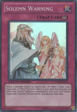 Yugioh! LP Solemn Warning - CT08-EN015 - Super Rare - Limited Edition Lightly Pl - Image 1