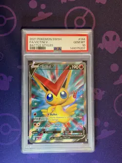 Pokemon TCG Battle Styles Victini V Full Art Ultra Rare Card 144/163 PSA 10 - Image 1