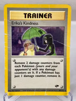 Erika's Kindness 103/132 Gym Challenge WOTC Rare Trainer Pokemon Card - Damaged - Image 1