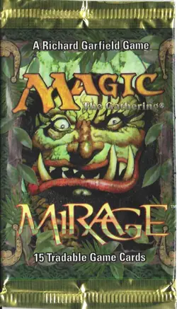 MTG: MIRAGE empty Jungle Troll Booster Pack wrapper; PERFECT opening, NO CARDS - Image 1