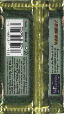 MTG: MIRAGE empty Jungle Troll Booster Pack wrapper; PERFECT opening, NO CARDS - Image 2