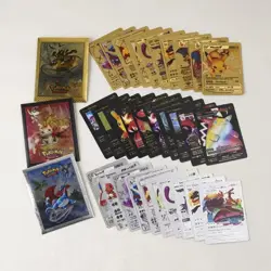 10Pcs Pokemon Card Foil GOLD PACK CARDS TCG GX Vmax GX Card Charizard Rare, - Image 5