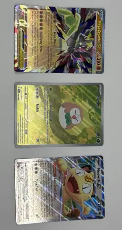 Pokemon TCG EX Holo Lot of 3 Cards - Meowth, Rowlet, Mega Zygarde - Image 1