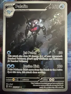 Pokemon Palafin 225/091 SV: Paldean Fates Rare Stage 1 150 HP Card English - Image 1