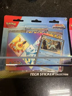 Pokemon Prismatic Evolutions Tech Sticker Collection Lot of 2 Sealed Shipped New - Image 2