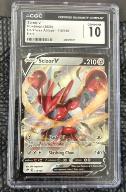 Scizor V Pokemon (2020) Darkness Ablaze Holo 118/189 CGC GEM MINT 10 - Image 1