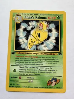 1st edition Koga's Kakuna 47/132 Gym Challenge First Edition Pokemon Card Wotc - Image 1