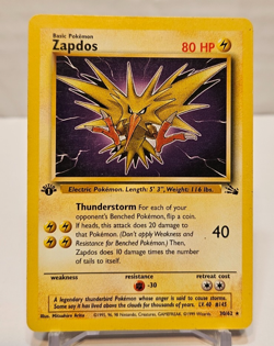 Zapdos 30/62 Rare 1st Edition Fossil Pokemon 1480 - Image 1