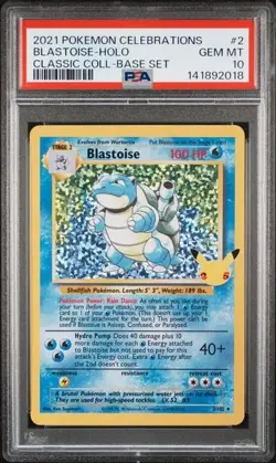 PSA 10 BLASTOISE 2 CELEBRATIONS CLASSIC COLLECTION HOLO POKEMON GEM MINT BM - Image 1