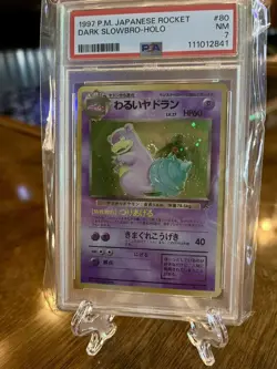 Banned 1997 Pokemon Japanese Dark Slowbro (Holo) Team Rocket #80 PSA 7 NM Swirl - Image 1