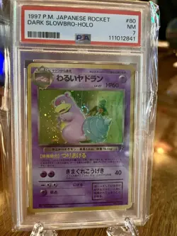Banned 1997 Pokemon Japanese Dark Slowbro (Holo) Team Rocket #80 PSA 7 NM Swirl - Image 2