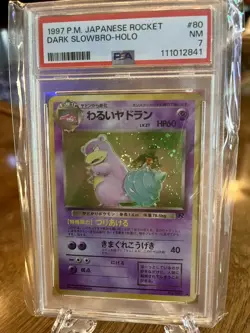 Banned 1997 Pokemon Japanese Dark Slowbro (Holo) Team Rocket #80 PSA 7 NM Swirl - Image 5