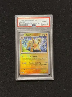 2025 Pokemon Prismatic Evolutions Jolteon Reverse Master Ball #029/131 PSA 10 - Image 1