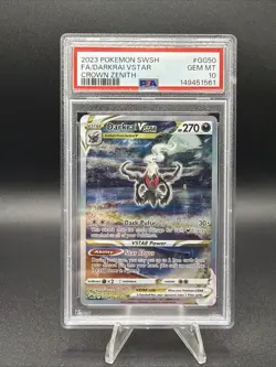 2023 POKEMON SWORD & SHIELD CROWN ZENITH #GG50 FULL ART/DARKRAI VSTAR PSA 10 - Image 1