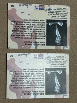 1991 Pro Set Desert Storm Brian Mulroney #66 2 card lot - Image 2