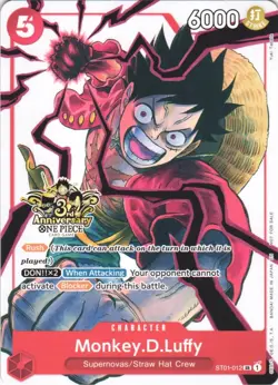 MONKEY.D.LUFFY (3RD ANNIVERSARY TOURNAMENT 3 BROTHERS PACK) ST01-012 NM - Image 1