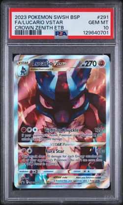 2023 POKEMON SWSH BLACK STAR PROMO #291 FULL ART/LUCARIO VSTAR PSA 10 - Image 1