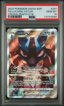 2023 POKEMON SWSH BLACK STAR PROMO #291 FULL ART/LUCARIO VSTAR PSA 10 - Image 1
