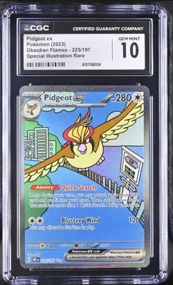 Pokemon 2023 Obsidian Flames Pidgeot EX 225/197 CGC Gem Mint 10 - Image 1
