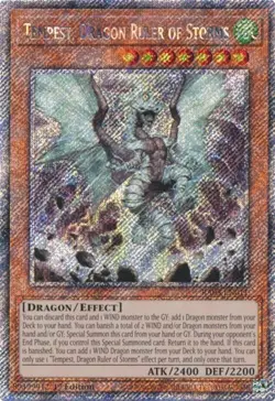 Yugioh! LP Tempest, Dragon Ruler of Storms - RA03-EN011 - Platinum Secret Rare - - Image 1