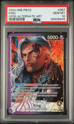 2024 One Piece Two Legends # 057 King Alternate Art PSA 10 Card! GEM MINT! OPO8 - Image 1