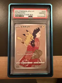 PSA 10 Pikachu 227/S-P Stamp Box Full Art Promo 2021 Japanese Pokemon Card - Image 1