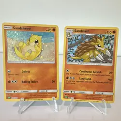 2 Card Lot Pokemon TCG CLV Holo Sandshrew Sandslash 008/034 009/034 - Image 1