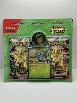 Pokemon Ascended Heroes 2-Pack Blister Promo Erika Tangela Card & Coin - Image 1
