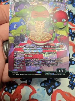 1x Nm Michelangelo, Weirdness to 11 Showcase Fractured Foil, TMNT MTG #0298 - Image 3