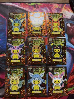 2025 POKEMON HALLOWEEN PIKACHU PONCHO Orange Foil Cards Eevee Evolutions NON TCG - Image 1