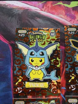 2025 POKEMON HALLOWEEN PIKACHU PONCHO Orange Foil Cards Eevee Evolutions NON TCG - Image 2