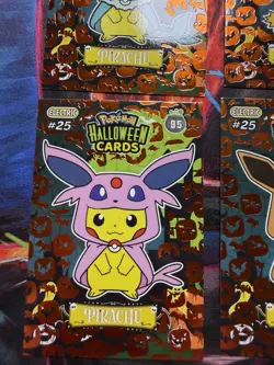 2025 POKEMON HALLOWEEN PIKACHU PONCHO Orange Foil Cards Eevee Evolutions NON TCG - Image 5