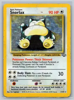 Snorlax 11/64 Holo Rare Jungle Pokemon Unlimited Holo Damaged - Image 1