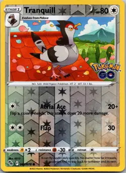 Tranquill 062/078 - Pokemon GO Pokemon TCG LP Reverse Holofoil - Image 1