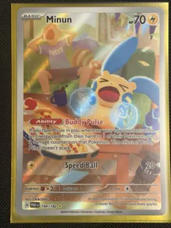Pokemon Minun 194/182 SV04 Paradox Rift Illustration Rare - Image 1