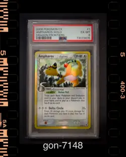 AMPHAROS HOLO #1 2006 POKEMON EX DRAGON FRONTIERS PSA 6 EX - Image 1