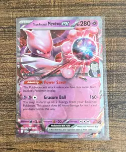 Team Rocket’s Mewtwo EX 081/182 Pokemon Card- Near Mint- Destined Rivals - Image 1