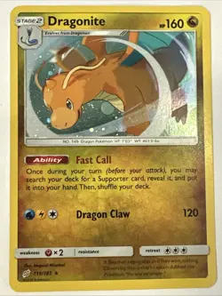 Pokemon TCG Dragonite 119/181 Sun & Moon Team Up Cosmos Holo Rare Card - Image 1