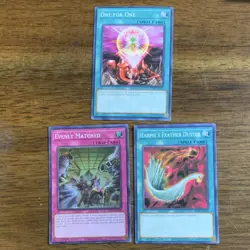 Yu-Gi-Oh! CCG Lot 3 cards 1st Edition One for One Evenly Matched Harpie's Feath… - Image 1