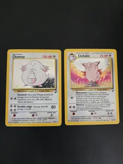 Chansey - 3/130 - Pokemon Base Set 2 Holo Rare Card + Clefable 5/130 SWIRL 🌀 - Image 1