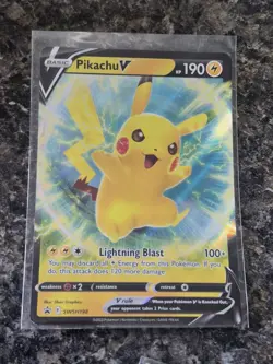 Pokemon TCG Pikachu v SWSH198 Holo Black Star Promo Card Mint Condition - Image 1