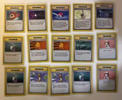 Vintage Pokemon 15 Cards Lot Trainer WOTC Base Set Bill Poke Ball Trader Pokedex - Image 1