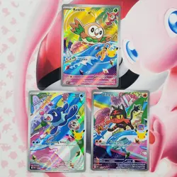 Rowlett 043 + Litten 044 + Popplio 045 - First Partner Pokemon Cards #L452 - Image 1