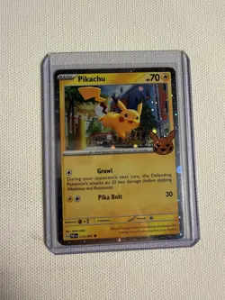 Pikachu Holo Card 018/091 Trick or Trade Booster 2024 Cosmos Holo (NM Condition) - Image 1
