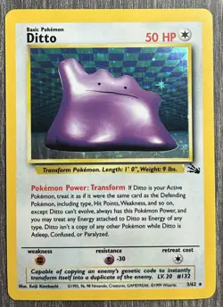 Pokemon TCG Ditto 3/62 Fossil Holo Unlimited - Image 1